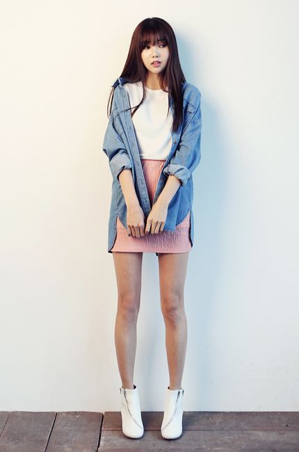 藍白穿搭　優雅 